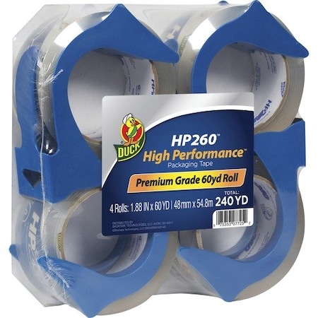 Duck Brand Packing Tape, w/ Reusable Dispenser, 1-7/8inx60 yds., Clear, 4PK DUC847667